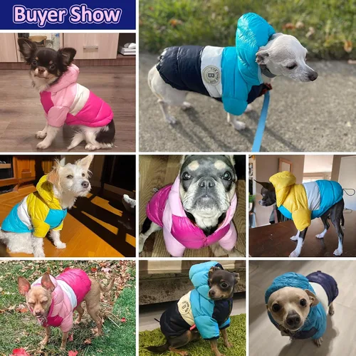 Vista 9 de FUAMEY Chaqueta acolchada para cachorros, chaleco acolchado cálido para la nieve para mascotas, ropa para perros a prueba de viento, impermeable