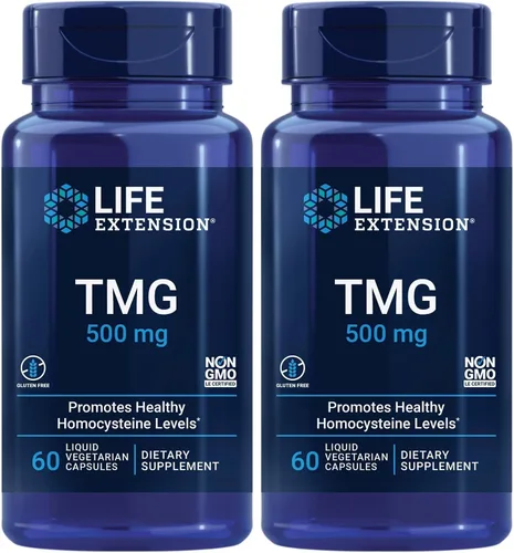 Vista 8 de Life Extension TMG, trimetilglicina, fomenta niveles saludables de homocisteína, sin OGM, sin gluten, vegetariano, 60 cápsulas