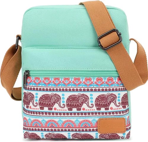 Vista 15 de Leaper - Juego de estuche y cartera bandolera de lona para niñas y mujeres A-verde azulado-r