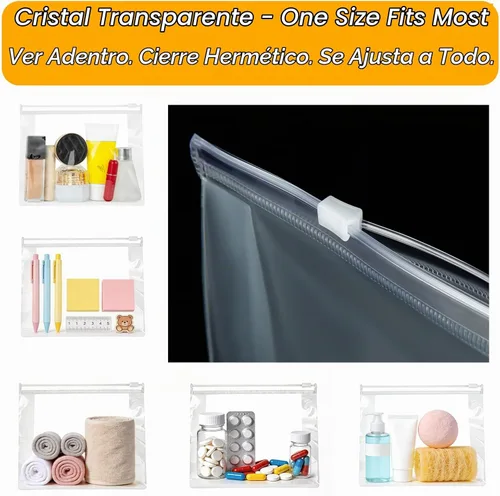 Vista 3 de Arroyner Mini bolsa de maquillaje transparente, 15 piezas, pequeñas bolsas de cosméticos de plástico transparente con cremallera, bolsa
