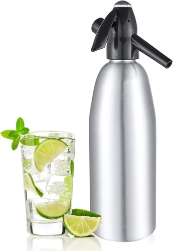 Vista 8 de Sifón de soda, máquina de agua carbonatada de 1 litro, máquina de refrescos, máquina portátil de agua con gas de aluminio para el hogar, bar, hacer