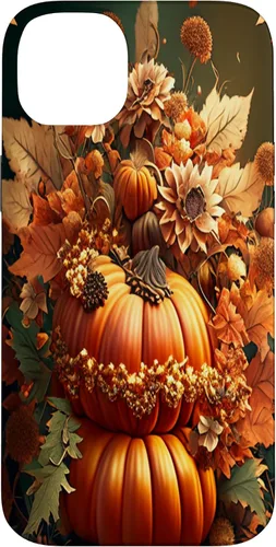 Vista 15 de iPhone 16 Vintage hojas caídas otoño calabaza especia feliz otoño caso