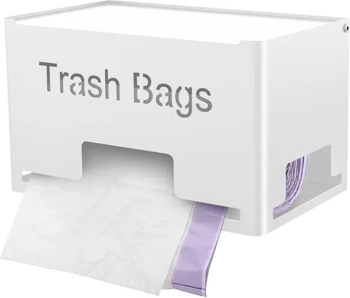 Vista 10 de STWWO Dispensador Grande para Bolsas de Basura, Dispensador de Bolsas de Basura de Metal con Soporte para Rollos, Organizador de Almacenamiento