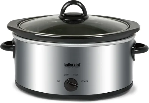 Vista 4 de Better Chef Olla de cocción lenta ovalada 3 cuartos de galón 3 ajustes de temperatura Asas laterales Tapa de vidrio Inserto de cerámica