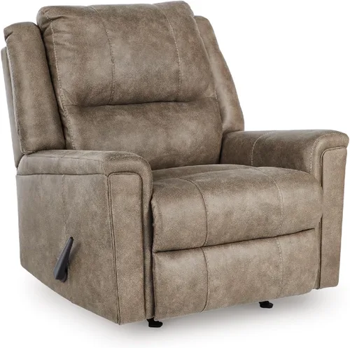 Vista 13 de Signature Design by Ashley Rampant Sillón Mecedora Reclinable Casual Manual con Brazos Acolchados, Marrón Oscuro Chocolate