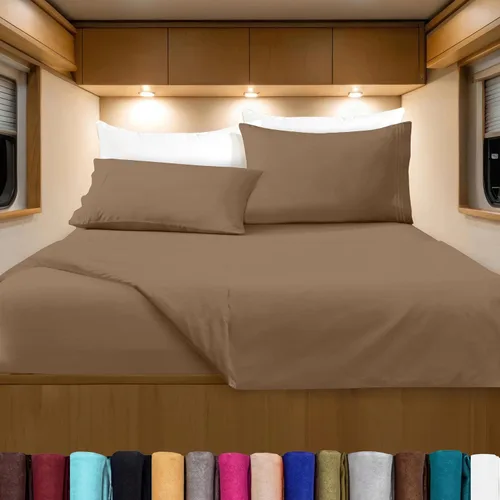 Vista 61 de Elegant Comfort Lujoso juego de sábanas de microfibra de alta calidad 1500 hoteleras bordadas de tres líneas más suaves de 4 piezas, resistente a