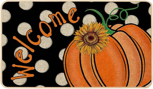 Vista 11 de Baccessor Tapete de fútbol de otoño para interiores y exteriores, diseño de calabaza, otoño, deportes, día de juego, bienvenida, puerta delantera