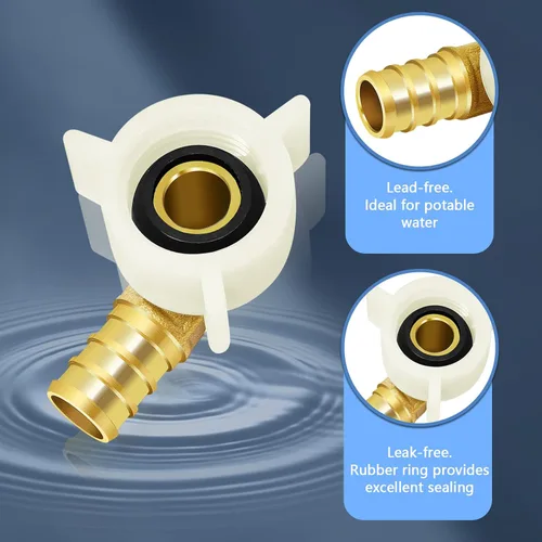 Vista 3 de Boltigen Conector de grifo de codo giratorio PEX de 1/2 pulgada (paquete de 5) con adaptador NPSM hembra de 1/2 pulgada NPT de 90 grados, accesorios