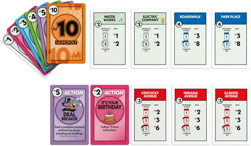 Vista 4 de Juego de cartas Monopoly Deal en lata de almacenamiento coleccionable, a partir de 8 años, 2 a 5 jugadores, 15 minutos, divertidos juegos familiares