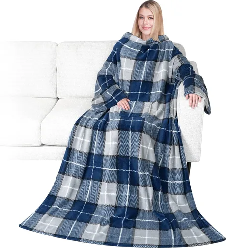 Vista 12 de PAVILIA Wearable Blanket with Sleeves for Adult Women Men, Cozy Fleece Warm Wrap Throw with Arms, Gifts for Christmas, Wife