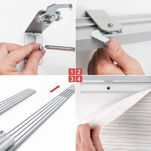 Vista 7 de GoDear Design Persianas Verticales Deslizantes Ajustables para Puertas Corredizas de Vidrio 45.8"- 86" W x 96" H, Persianas de Riel de Panel Abedul