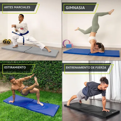 Vista 5 de ProsourceFit Esterilla de ejercicio plegable y gruesa de 6 x 2 pies con asas de transporte para artes marciales mixtas, entrenamiento de gimnasia