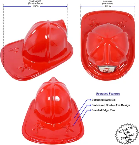 Vista 3 de AnapoliZ Kids Firefighter Hats 12 Pack Plastic Fire Chief Costume