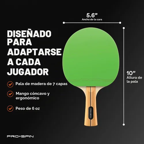 Vista 5 de PRO-SPIN Palas de Ping Pong - Set de alto rendimiento con raquetas de tenis de mesa premium, pelotas de ping pong de 3 estrellas, estuche