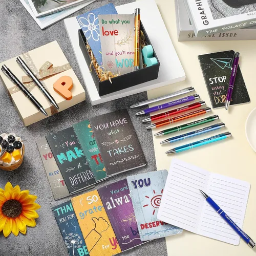 Vista 3 de Pasimy Juego de 48 piezas de regalo inspirador, mini cuadernos motivacionales, bolígrafos con versículos de la Biblia, bloc de notas inspiradoras