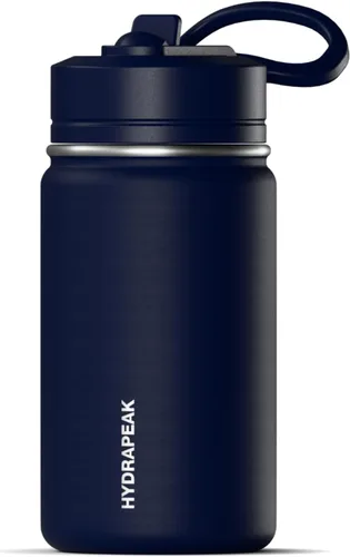 Vista 19 de Hydrapeak Mini botella de agua de 14 onzas con tapa con popote, botella de agua aislada de doble pared de acero inoxidable Botella de agua a Negro