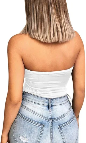 Vista 2 de YMDUCH Women's Sexy Strapless Bodysuit One Piece Triangle Off Shoulder Leotard