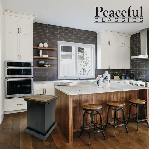 Vista 6 de Peaceful Classics Gabinete de Basura de Madera – Bote de Basura de Madera con Diseño Oculto, Elegante Bote de Basura para Cocina, Gabinete con Bote