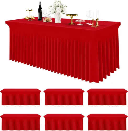 Vista 15 de Smiry Mantel de Spandex Paquete de 6, Mantel Elástico Ajustable Extensible para Mesas Rectangulares de 4 Pies, Cubierta de Mesa Impermeable Lavable