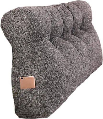 Vista 10 de Cojín triangular grande para cabecero de lectura, almohada para reposo en cama, respaldo triangular, respaldo de forro polar, soporte de Café