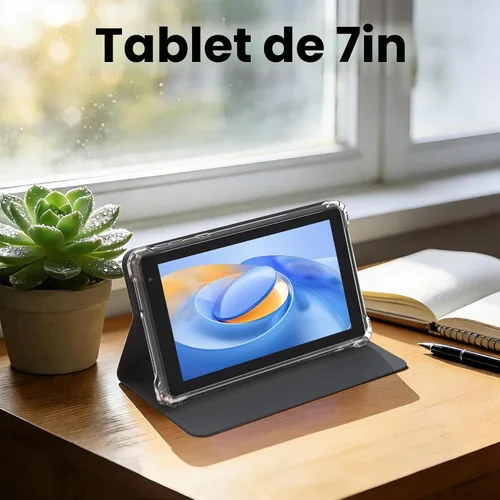 Vista 2 de WUIUHOU Tablet Android 14 de 7 pulgadas, tablet con funda, 8 GB de RAM (3 GB+5 GB extendido) y 32 GB de ROM, batería de 3000 mAh, cámara doble