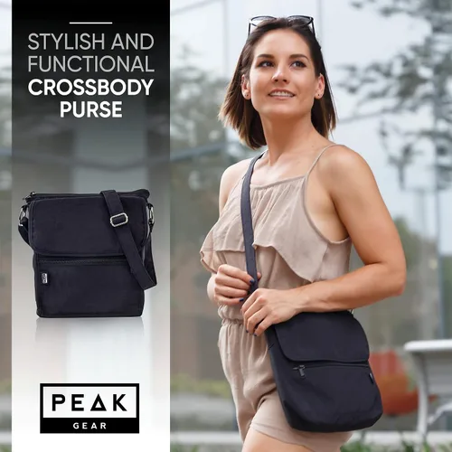 Vista 3 de Peak Gear Nylon Crossbody Purse with RFID Blocking Pocket and Lifetime Recovery Service. Versatile and Stylish Shoulder Bag