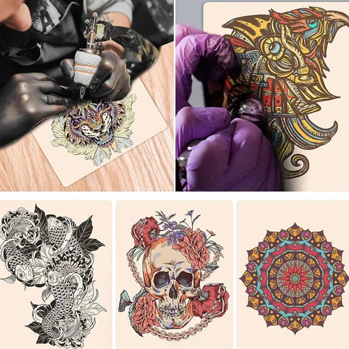 Vista 5 de Piel de práctica de tatuaje en blanco – Romlon 10 piezas de tatuaje de práctica de piel de 8 x 6 pulgadas de doble cara piel de tatuaje Microblading