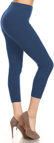 Vista 45 de Leggings Depot NCL27 pantalones capri para yoga de algodón premium suave Negro