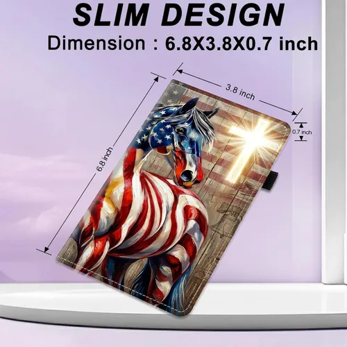 Vista 3 de RFID Blocking Checkbook Cover for Women & Men, Premium PU Leather Print Wallet for Duplicate Checks, Slim Organizer with Pen Holder, Credit Card