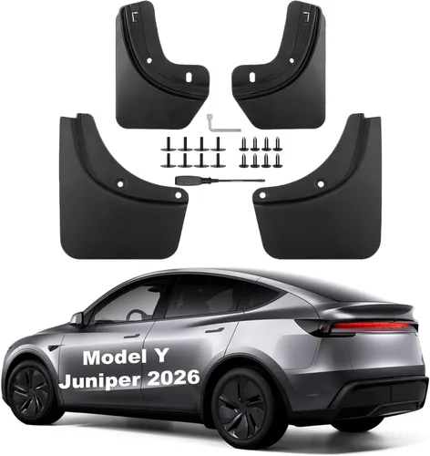 Vista 9 de Aletas de barro para Tesla Modelo Y Juniper Accesorios 2026 2025 Versión OEM Protectores de salpicaduras delanteros y traseros para todo