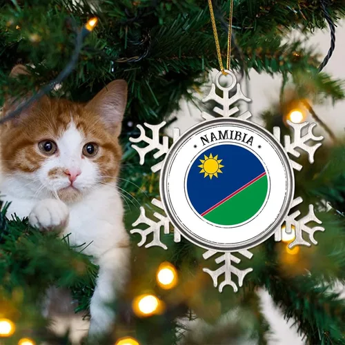 Vista 4 de Adorno de bandera de Namibia para decoración del árbol de Navidad, bandera nacional, silueta de Namibia, decoración del árbol de Navidad, regalo