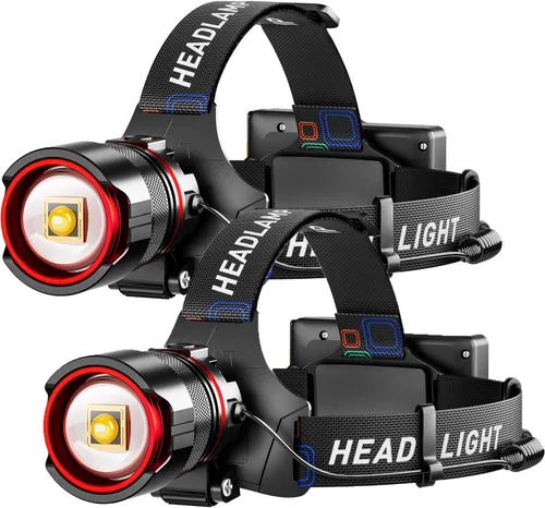 Vista 9 de Linterna frontal recargable de 4000 lúmenes de alta luminosidad, linterna LED súper brillante con sensor de movimiento, 12 modos, impermeable IPX7