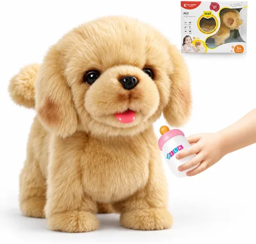 Vista 14 de CU-MATE Juguetes eléctricos de peluche Akita de 12 pulgadas, juguete electrónico de peluche para perro, robot interactivo Wuffy Puppy, caminar