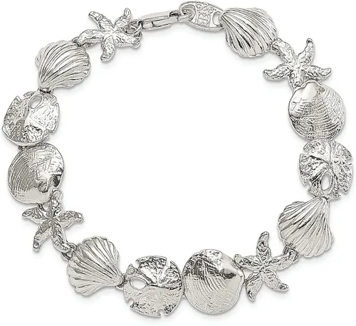 Vista 4 de Pulsera de plata de ley 925 con diseño de conchas marinas, joyería fina para mujer, regalos para ella, Shell