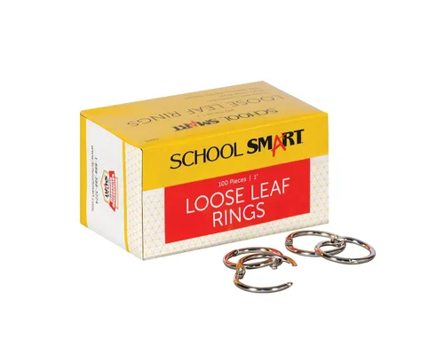 Vista 2 de School Smart Anillo para hojas/carpetas chapado en níquel, 1 pulgada de diámetro (paquete de 100)