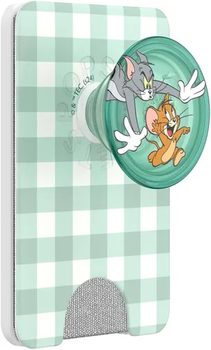 Vista 4 de PopSockets Cartera adhesiva para teléfono y tarjetero con agarre, gato - Tom y Jerry Chase