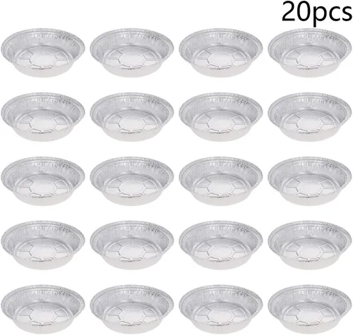 Vista 2 de Othmro 20 sartenes de papel de aluminio de 24.3 fl oz reciclables para llevar, recipientes de alimentos de papel de aluminio, sartenes redondas