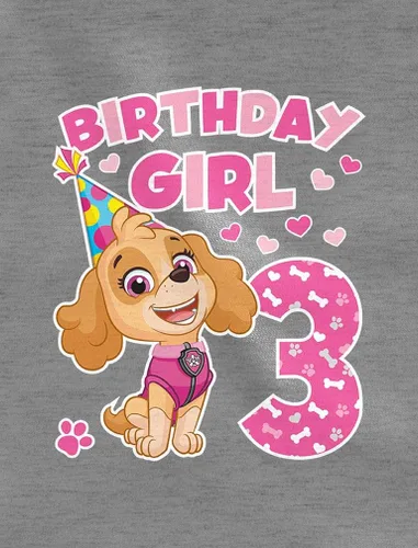 Vista 2 de Camiseta de cumpleaños para niña de Paw Patrol Skye de tercer cumpleaños para niños pequeños