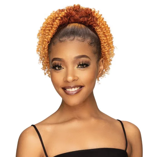 Vista 4 de Janet Collection Remy Illusion - Extensión de cola de caballo – Extensiones de cabello con cola de caballo en espiral de 10.5 pulgadas – Mezcla