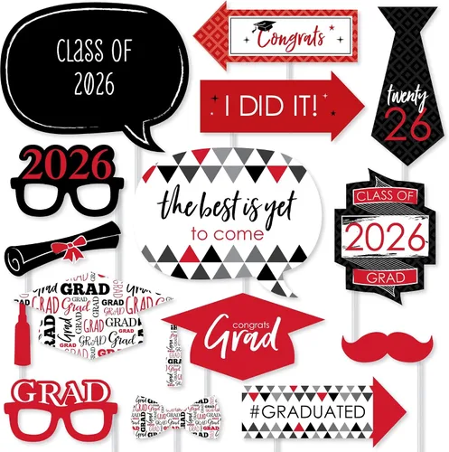 Vista 9 de Big Dot of Happiness Accesorios de graduación en blanco y negro para sesión de fotos 2026, juego de 20 unidades de accesorios de cabina de fotos