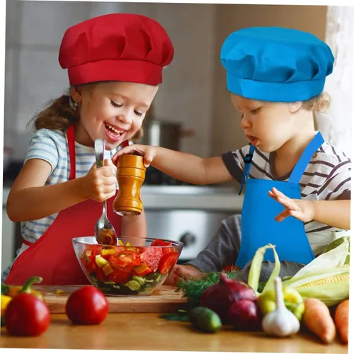 Vista 8 de Luxshiny 2Set Painting Polyester Smock and Chef Hat Ages Apron Yellow for Drawing Painting and Creative Fun