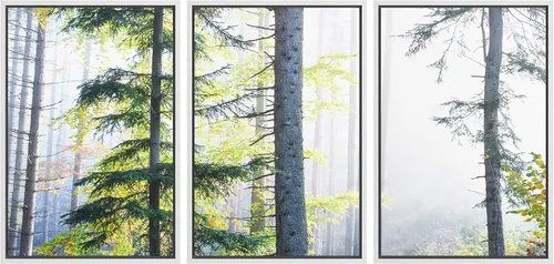 Vista 37 de NWT Lienzo enmarcado para pared, juego de arte en acuarela pastel, bosque de montaña oscura, naturaleza silvestre, ilustraciones de arte moderno