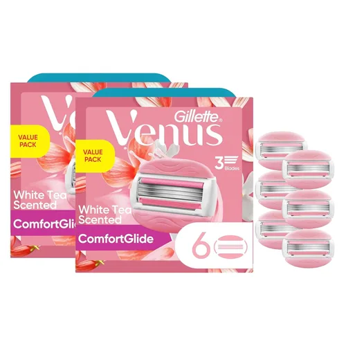 Vista 10 de Gillette Venus ComfortGlide White Tea Women's Razor Blades, 3-Blade Razor Refills, 6 Count