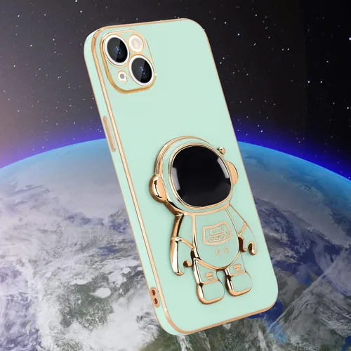 Vista 6 de Pepmune - Funda para iPhone 14 con bonito soporte de astronauta 3D, color verde