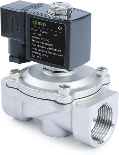 Vista 12 de U.S. Solid Válvula solenoide de latón de 1/2" - 12V DC, normalmente cerrada, válvula eléctrica de 10 bar para agua, aire, diésel