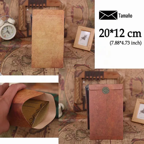 Vista 2 de Juego de papel estacionario vintage + sobres de estraza con calcomanías de sellado, 64 piezas de 4 patrones de papel de escritorio de 8.3 x 5.7 [02]
