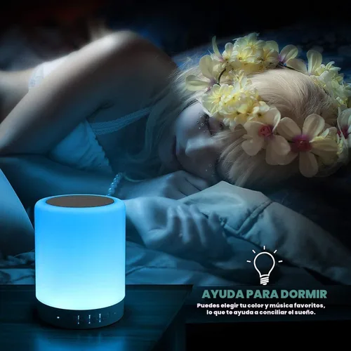 Vista 2 de Luz nocturna con altavoz Bluetooth, lámpara táctil recargable relajante