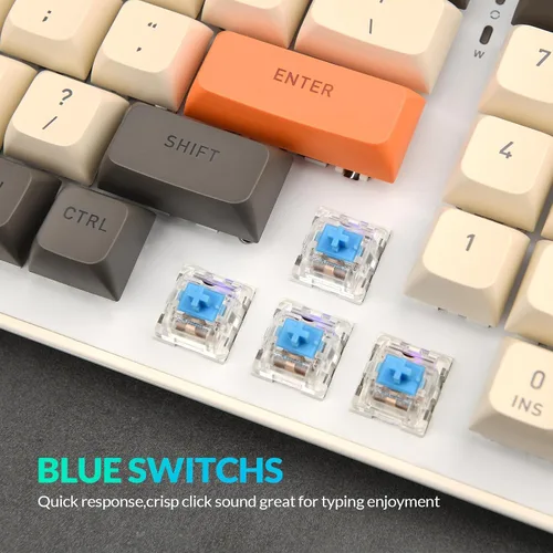 Vista 4 de Rii RK909 Wired Mechanical Gaming Keyboard, Blue Switches, 100 Keys, 20 Modes LED Backlighting,Keyboard for PC GamersMacWindowsChromeLinux
