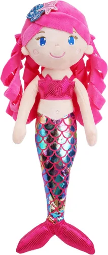 Vista 7 de June Garden 16.5" Sirena brillante Aurelia - Muñeca de felpa suave y brillante para regalo para niñas pequeñas