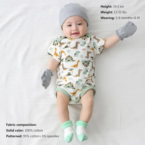 Vista 33 de Body de manga corta para bebé recién nacido, ropa de algodón de una pieza, 5 unidades, 0-12 meses